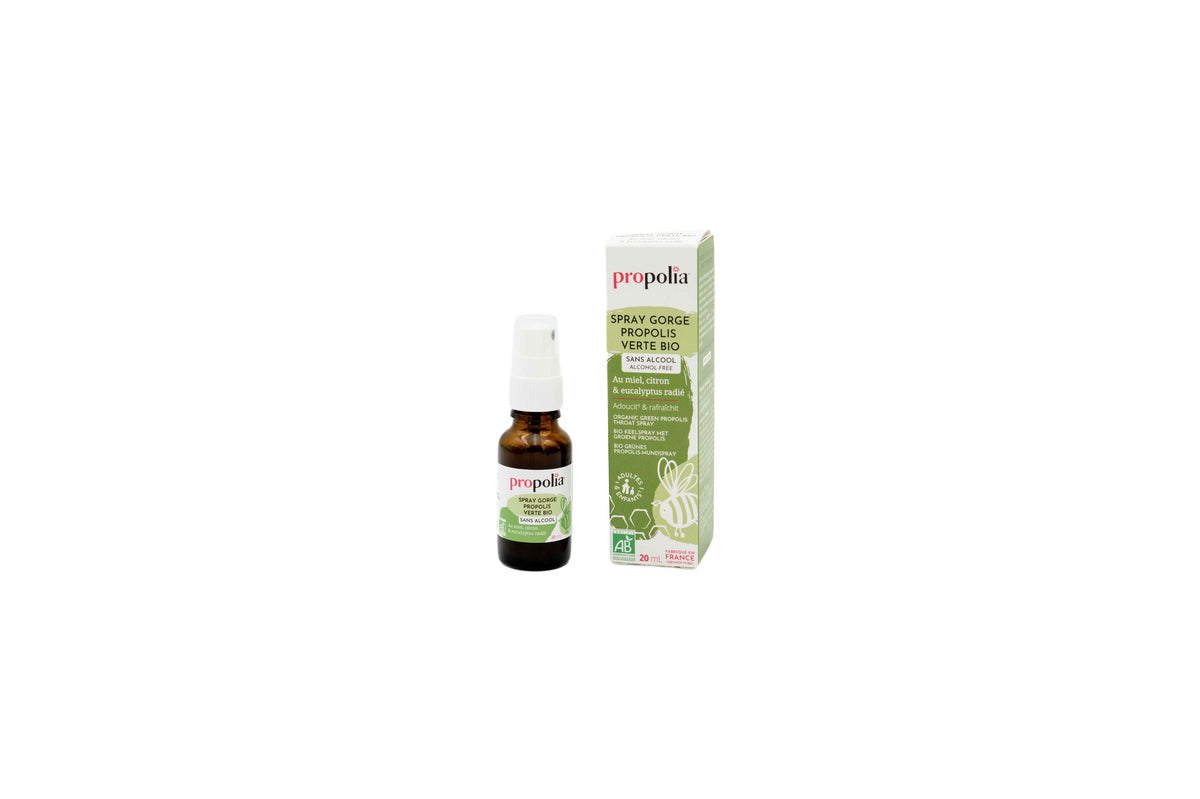 Propolia Bio Halsspray grüne Propolis alkoholfrei mit Honig, Zitrone und Eukalyptus, 20 ml